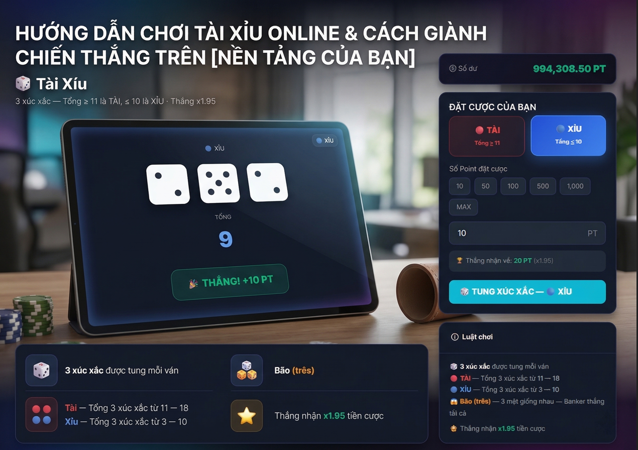 AquaHub Tài Xỉu Online – Hướng Dẫn Chơi & Cách Thắng Dễ Hiểu Nhất