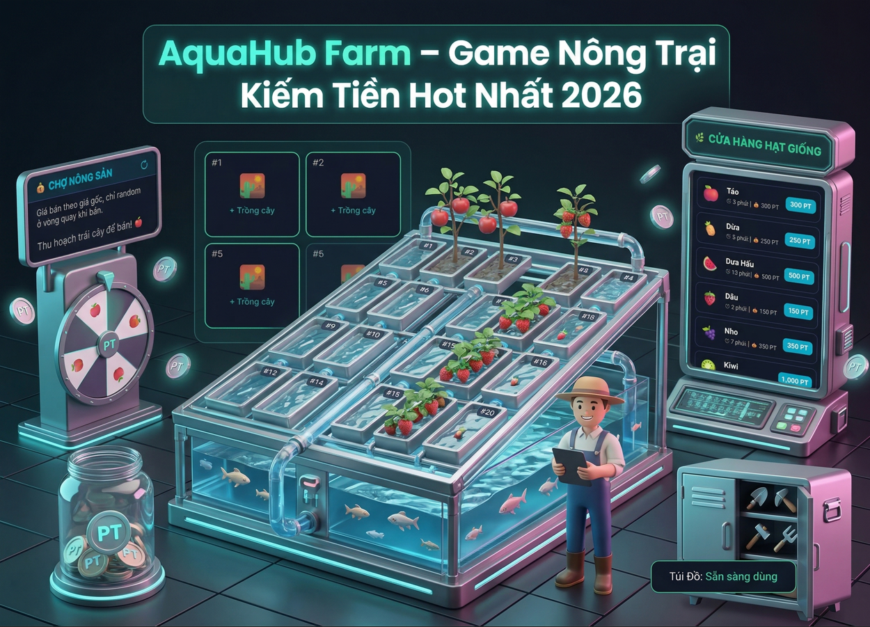 AquaHub Farm – Game Nông Trại Kiếm Tiền Hot Nhất 2026